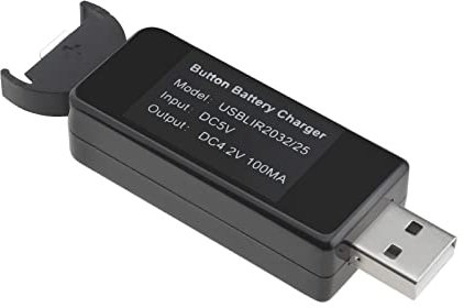 Be In Your Mind Button Battery Charger for LIR2016 LIR2025 LIR2032 Button Batteries Reliable Performance USB Multifunctional Fast Charger 78x23mm Black
