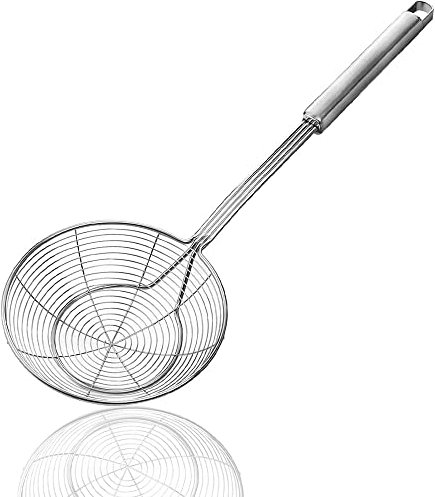 Aieraczy 14cm Espumaderas de Cocina, Espumadera Acero Inoxidable, Colador de Alimentos para Cocina, Fina Espumadera con Colador para Freír Pastas Espaguetis y Fideos, Evitar Salpicaduras