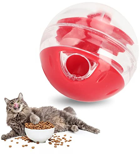 Spielzeugball für Undichtes Katzenfutter, Interaktiver Langsamer Futterspender, Puzzleball für Katzen, Leckerli-Spender, Spielzeug für Gelangweilte Katzen, Lindert Langeweile,