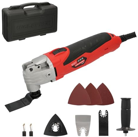 Strumento multifunzione oscillante 300 Watt. Con accessori 23.000 R.P.M. Variatore Velocità, Cambio Rapido Lama, Tagliare, Levigare