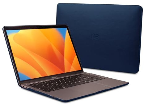 Dreem Euclid MacBook Pro Case - Housse Rigide pour Ordinateur Portable 15 Pouces MacBook Air 2023 (M2), Cuir végétal de Luxe, Couverture supérieure et inférieure - Bleu Royal
