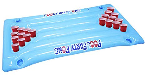 DameCo Aufblasbarer Pool-Bier-Pong-Tisch, riesiger Bier-Pong-Tisch-Schwimmer, aufblasbares Luftmatratzenbett, Party-Schwimmbad-Wasser-Schwimmfloß Interesting