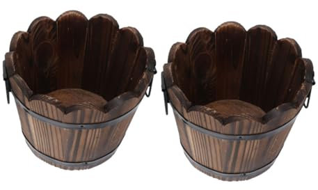 Unomor Heimdeko 2St Blumentopf aus karbonisiertem Holz Pflanztöpfe aus Holzfässern Kartoffel sukkulenten töpfe blumentopf drinnen konservierendes Holz Whiskyfass Zubehör Holzfass Deko