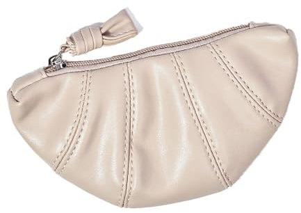 Pluto & Fox Damengeldbörse Croissant Unifarben Handtasche mit Reißverschluss, beige, Talla única, geldbörsen