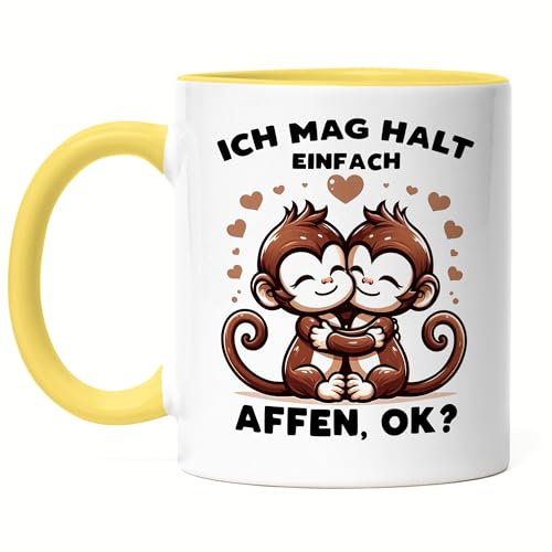 Hey!Print Ich mag halt einfach Affen, ok? Süße Affen Tasse Gelb - Charly Affenliebhaber