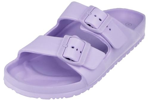 Yinka Shoes Sandali da donna in EVA con doppia fibbia, Viola, 39 EU