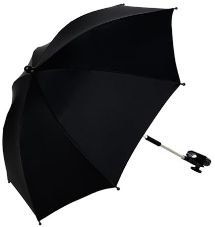 RTYUSWL Sombrilla para Cochecito de Bebé de 30 Pulgadas, Paraguas Universal con Abrazadera, Protección UV Ajustable, Parasol para Cochecito, Bicicleta, Silla de Ruedas, Silla de Playa(Negro)