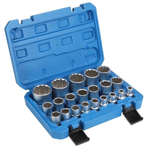 CPROSP 21 Pcs Jeu de Douiles 12 Pans 1/2 8-36mm, clé à Douille 12 Pans 1/2 Jusqua 36mm Acier CR-V, Avec un étui Solide et Facile à Ranger