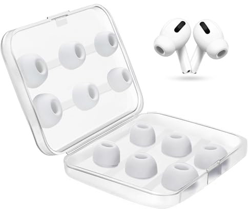 6 Paar Ersatz-Ohrstöpsel kompatibel mit Airpods Pro/Airpods Pro 2 Kopfhörer Aufsätze Silikontips mit Loch zur Geräuschreduzierung und tragbarem Aufbewahrungsetui S/M/L Weiß