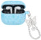 DiyGody for Samsung Galaxy Buds 3/Pro Case, Cute Flower Engraved Silicone Protective Cover for Women With Plating Butterfly Keychain (Blue)