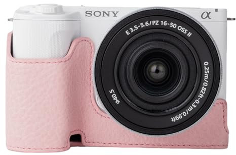Rieibi Camera Case, PU Leather Half Case for Sony ZV-E10 ii Case, Protective Case for Sony ZV-E10 II,for Sony ZVE10 ii Cover with Bottom Opening Version and Hand Grip Design