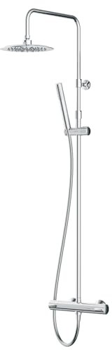 AM.PM F07PA400 Spike Système de douche, thermostat, mitigeur de douche, à effet pluie, colonne de douche, avec thermostat thermostatique, chromé