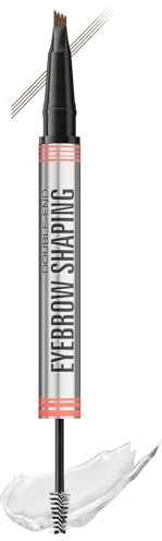 Augenbrauenstift & Brow Lamination mit Multifunktions-Augenbrauenbürste, Microblading Augenbrauenstift Dunkelbraun mit 4 Gabelspitzen, Langanhaltender Wasserfester Halt, Erzeugt Natürliche Augenbrauen