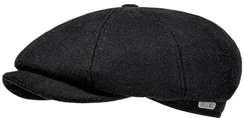 WEROR Schiebermütze Herren – Flatcap Schirmmütze Mütze mit Schirm - Wintermütze mit Steppfutter - Herbst/Winter – WEROR-439.1 (56, Schwarz)