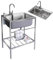 Évier En Acier Inoxydable,Évier Inox Cuisine Lavabo À Une Cuve,Évier Utilitaire Avec Robinet Evier Restaurant Commercial Pour Restaurants Hôtels Cuisines Buanderie Extérieur Intérieur(23.6x17.7x29.5in