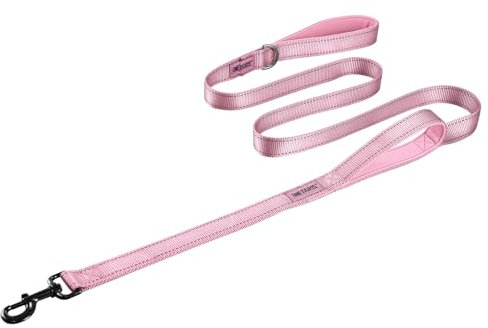 OneTigris Laisse pour chien avec 2 poignées et bandes réfléchissantes, 182 cm, rose