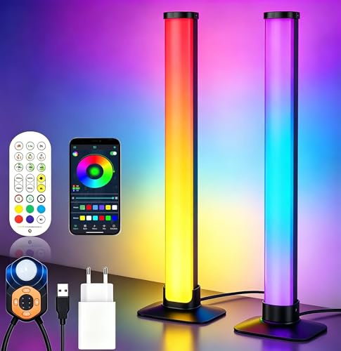 Barre lumineuse LED intelligente, lampe RGB Gaming avec capteur de mouvement PIR, télécommande et commande via application, Gaming LED Lampes avec 16 Millions Couleurs, Sync avec Musique TV, Déco pour