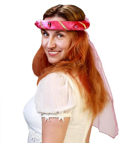 Zebra & Friends Tiara Rosalin Mittelalter - Für Kinder und Erwachsene - Haarband - Karnevalszubehör - Samt - Kopfbedeckung - Diadem - Haarreifen - Stirnband - Mottoparty - Fuschia