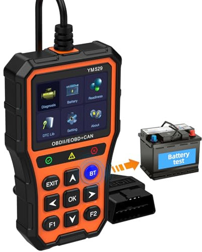 BingoHive Professional OBD2 Scanner avec testeur de Batterie - Outil de Diagnostic 2,8 Pouces IPS écran TPU Case vérifier la préparation aux émissions Lire et Effacer Les Codes d'erreur Orange