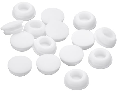 QUARKZMAN 18 Stück Silikonstopfen, Runde Gummistopfen mit Schnappverschluss für 12-13mm Loch, Lochstopfen wasserdicht für Metallrohr, Möbel Endkappen Einsätze, Weiß