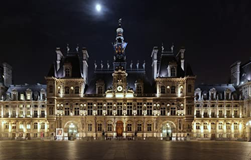 Puzzle für Erwachsene, klassisches 3D-Puzzle aus Papier mit 2000 Teilen, Nacht-Puzzle des Pariser Rathauses und des Hotelgebäudes, individuelles Puzzle, 70 x 100 cm