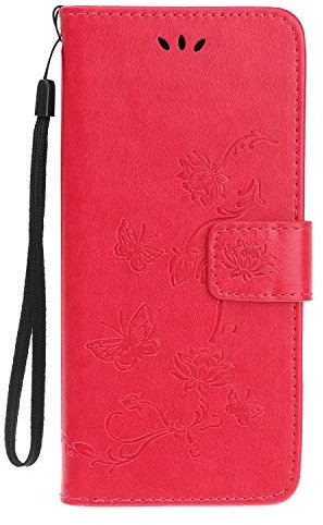 Riccase for Motorola Moto E15 Case Moto G05 Phone Case, PU Leather Flip Wallet Case with Magnetic Closure Stand Card Holder Shockproof Shell for Moto E15/G05 with Embossed Floral,Rose Pink