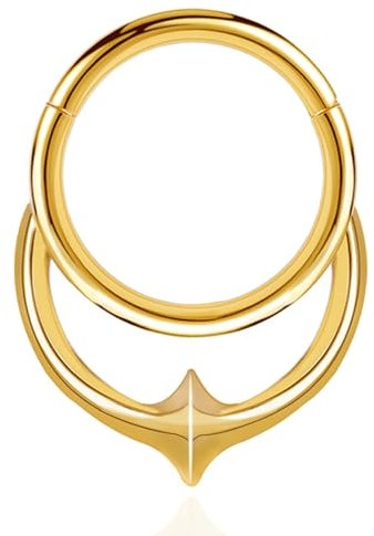 Vankula Septum Clicker Hinged Segmentring 316L Edelstahl 8mm 16g Nasenpiercing Cartilage Rook Daith Tragu Piercing Schmuck für Frauen und Männer Gold