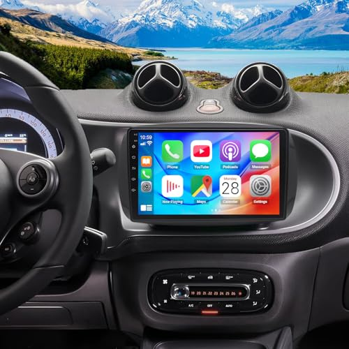 4G+64G Android 14 Autoradio Für Mercedes Benz Smart Forfour Fortwo 453 2014-2020 Navi mit Carplay Android Auto 9 Zoll HD Touch Screen Display Bildschirm Radio Doppel Din Bluetooth WiFi HiFi FM/RDS