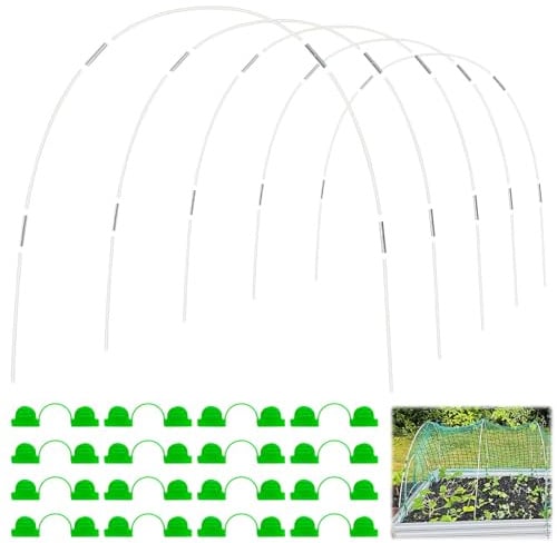 Pflanztunnel Bögen, Tunnelbögen Hochbeet Gewächshausreifen Gartentunnel Bögen Gewächshaus Bogen mit Rohre Schnallen Abdeckung Hochbeet Frühbeet Tunnel Tunnelbögen für Pflanzen Obst Gemüse (25pcs)