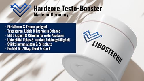Libosteron Performance-Pulver für Männer mit Maca, Ginseng, Zink & Arginin – Unisex für Energie, Ausdauer & natürliche Hormonbalance – 30 Tage Vorrat