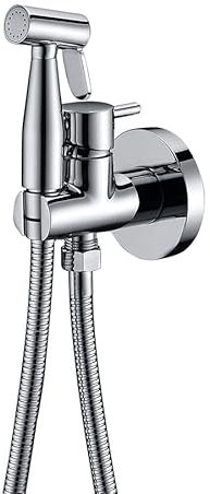 GALYON IMEX Grifo Empotrado Bidé - MUNICH PRO Grifería de Baño con 1 Posición, Latón Cromado, Agua Fría y Caliente, Mango Ergonómico, Flexo Acero Reforzado, Instalación en Pared. (CROMADO)