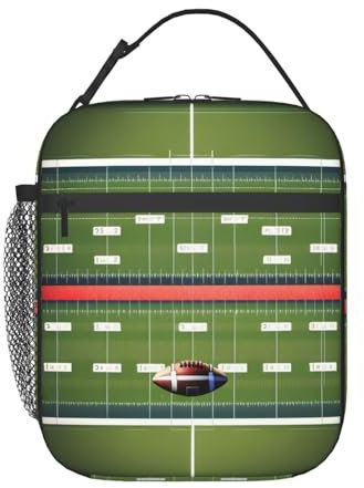 JGHHOUN American Football Feld- und Ball-Druck, bequem, tragbar, leicht zu reinigen, isolierte Lunchtasche, Arbeit, Outdoor-Aktivitäten