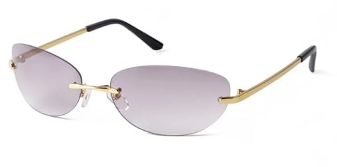 KTUCN Modische rechteckige randlose Sonnenbrille Vintage Brillengestell Sonnenbrille rahmenlose Brille UV400, C4, A