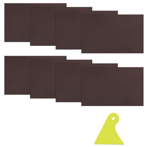 8 Stück Kunstleder Selbstklebend 20x30cm Lederflicken Selbstklebend | Verschleißfest und Kratzfest, Leder Reparatur Set, für Leder Reparatur und Renovierung(Braun)