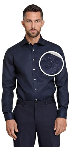 Lindbergh Business Hemd Herren | Herrenhemden Langarm aus blickdichtem Stoff | Bügelfrei mit Nanotex Fleckenschutz & antibakterieller Behandlung | Größe S-3XL