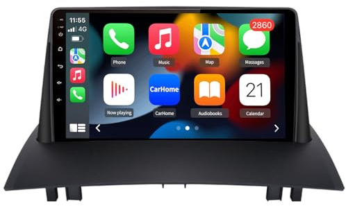 Autoradio AWESAFE Android 13 pour Renault Megane 2 2002-2009 Carplay, Android Auto, GPS, 4G,WiFi, Bluetooth, FM,RDS,GPS avec Commande au Volant d'origine [4G+64G]