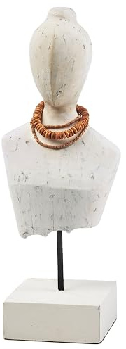 Kobolo Dekofigur Lady Bust mit Holzschmuck 17x13x44 cm