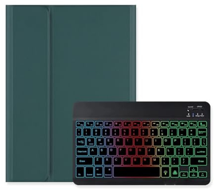 YSJX Funda Protectora de Piel sintética con Tapa y Teclado retroiluminado Desmontable Compatible con Samsung Galaxy Tab A7 Lite de 8,7 Pulgadas (SM-T220/T225)(Dark Green Blue+Keyboard)