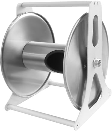 Schlauchtrommel Metall, Gartenschlauchaufroller aus Edelstahl, Wand-/Boden-Schlauchaufroller, Schlauchaufroller leer, für Gemüsefeldern, Blumenbeeten, Landschaftsbau, 28x30.5x36cm