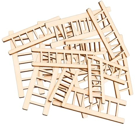 Qectial 30 Stück Mini Stufenleitern Aus Holz, DIY Bastelarbeiten, Feengarten Ornament für Szenen Requisiten, Mikro Landschafts Feengarten Zubehör
