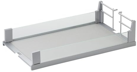 SOTECH Arena Einhängetablar 300 mm (252 x 464 x 108 mm) Silbergrau | mit Glasreling für Apothekerauszug DISPENSA, DISPENSA junior & DISPENSA Swing, Kesseböhmer
