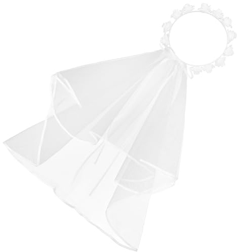 Uonlytech Brautschleier mit Blumenkranz Leichter Mesh Kopfschmuck aus Feinem Material Weißer Hochzeitsschleier für Braut Brautjungfer und Hochzeitsfeier