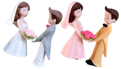 UKCOCO Hochzeitsdekoration Braut und Bräutigam Puppe aus Pvc 2 Paare Verblasst nicht Verformt Sich nicht Tischdekoration für Hochzeit und Party