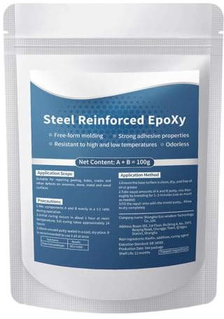 Stucco Epossidico Metallico | Termoresistente e Impermeabile 100g | Stucco per Riparazione Metalli | per Metallo Ceramica Legno Piastrelle, Modellatura Artigianali
