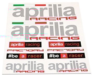 101_Octane Aprilia Aufkleber Set für Aprilia Racing/Factory, Vinyl, Gelb, Schwarz, Weiß, Glänzend, Selbstklebend, Outdoor, Motorrad, Sticker-Set