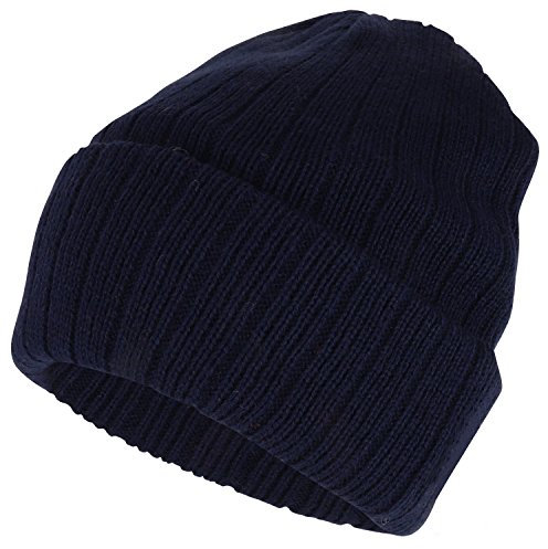 Armycrew 3M Thinsulate-Isolationsmütze mit Fleece gefüttert, lange Manschette, gerippt, Marineblau, Einheitsgröße