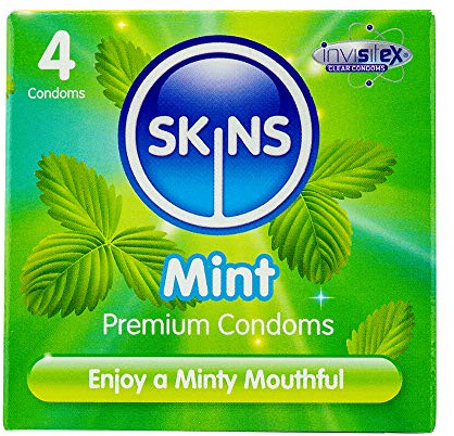 Skins Sexual Health Premium-Kondome mit Minzgeschmack, 4 Stück