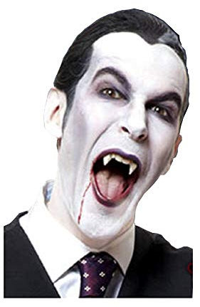 shoperama 2 Vampir-Zähne mit Kleber wiederverwendbar Fangzähne Eckzähne Dracula Blutsauger Fledermaus Wolf Dämon FX Halloween
