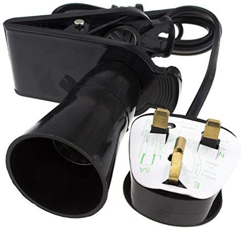 kenable Clip On Lamp Light on a Extension Lead BC B22 Bayonet 2m Cable Black [2 metres]