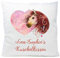 Kissen Pferd braun Herz mit Namen Widmung 40x40 cm inkl. Füllung Kuschelkissen Geschenk, Kissen Farbe:Vorderseite weiß/RS rosa